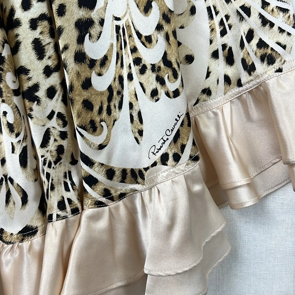 Roberto Cavalli Vintage Like New 100% Silk Leopard Print Wrap dress Sz.38 XS /S - Picture 10 of 13